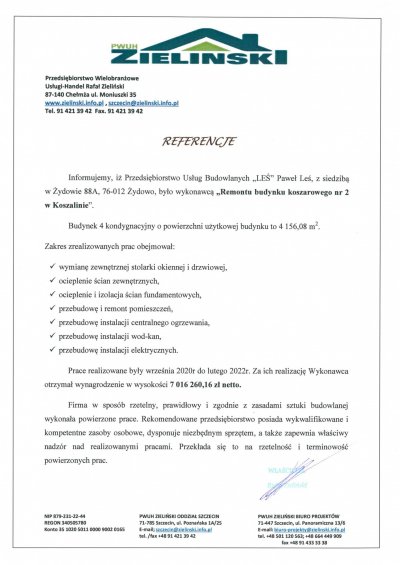  / 1 2022.03.25. referencje Zieliński bud. koszarowy